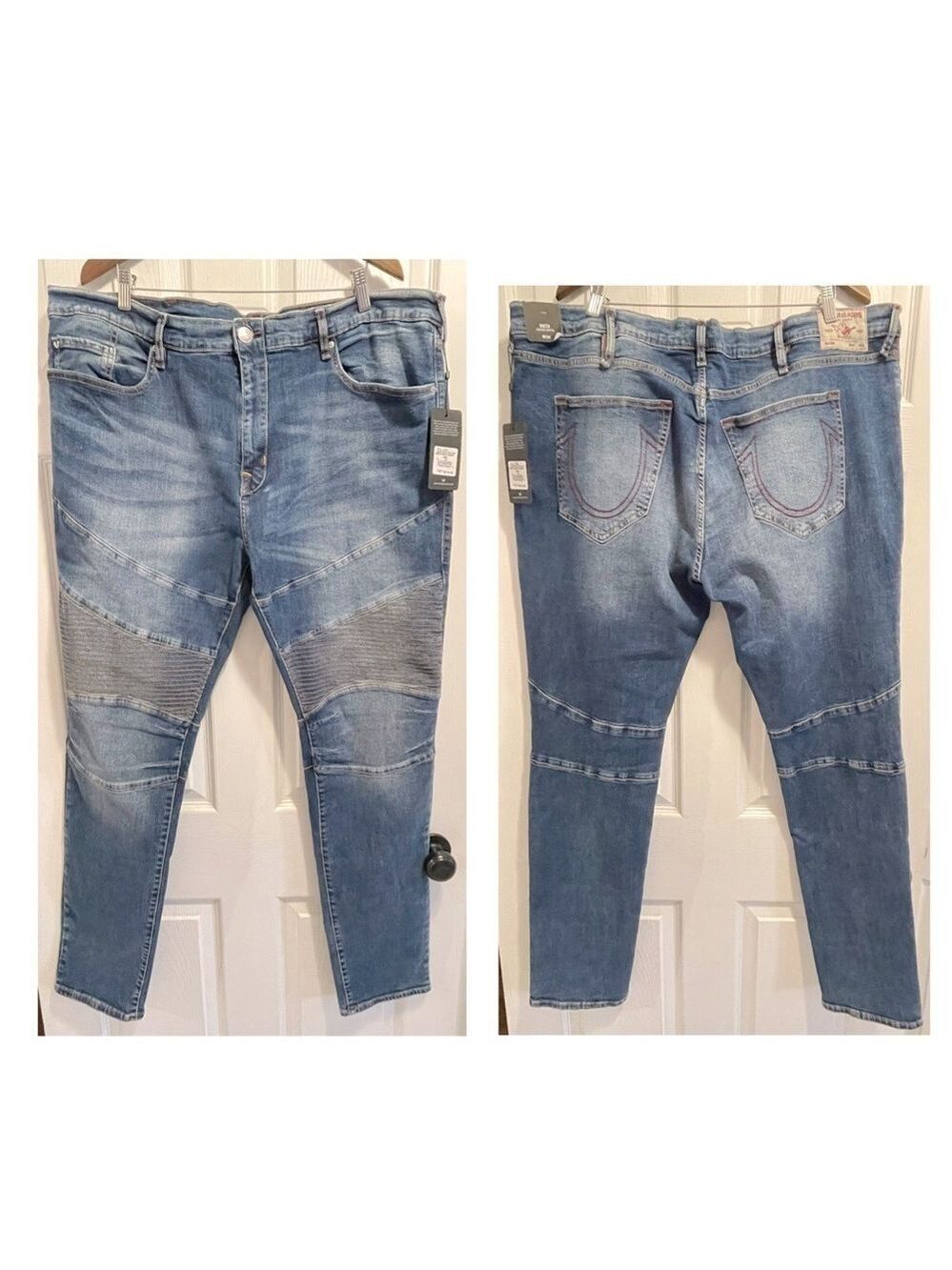 NWT True Religion ROCCO Moto Jeans Medium Sonic Indigo size 44 NEW
